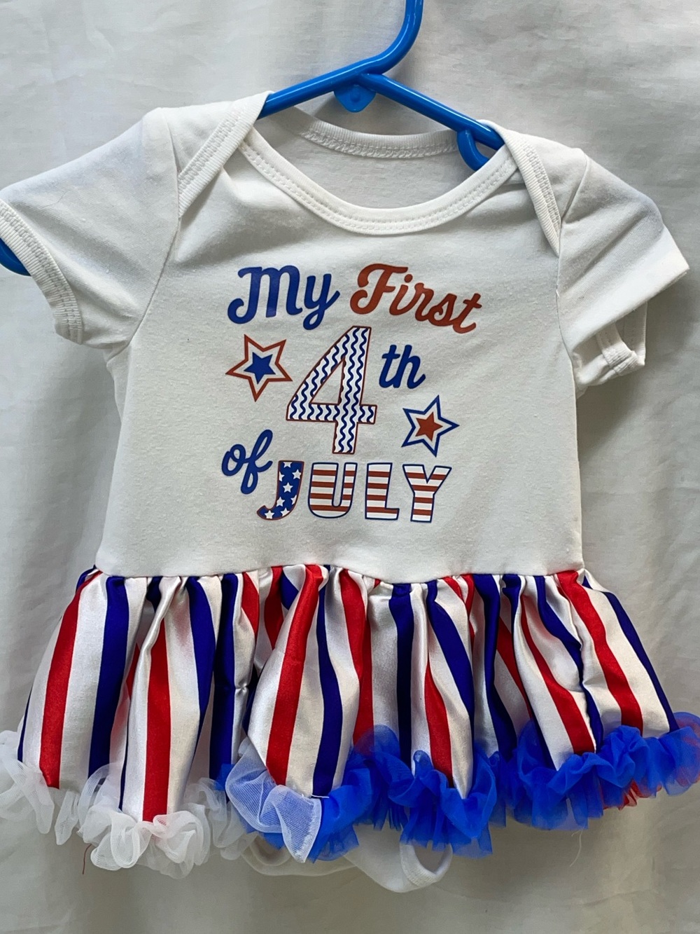 Baby "My First 4th of July" Red White Blue Dress sz 0-6 mos